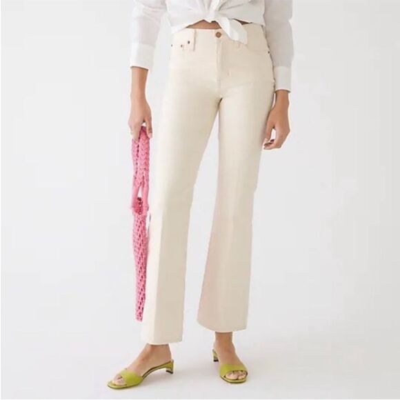 J. Crew Full-length Demi-Boot Jeans Size 30P Natural Cream Bootcut Denim - Picture 1 of 8